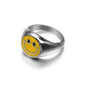 Couple different design personality wholesale stainless steel smiley face rings gold jewelry